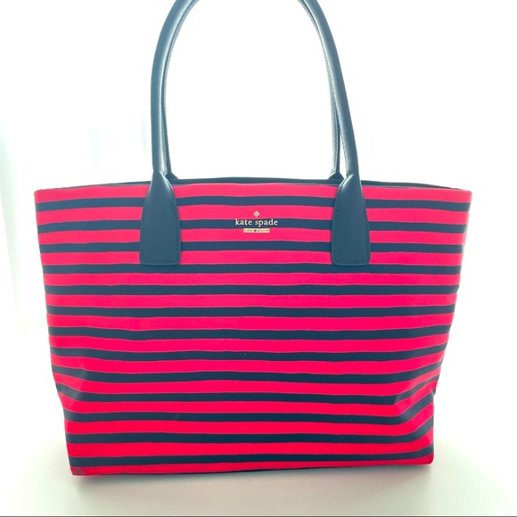 kate spade Handbags - Kate Spade Red & Navy Striped Bag